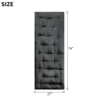 Poly Chenille Lounge Floor Pillow Cushion with 100% Polyester Filling, Tufted Detailing, Self Travel Wrap, 74" L x 27" W x 3" H, Charcoal(m-3)