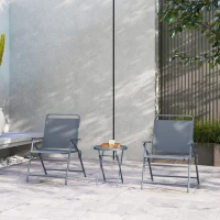 Outsunny 3 Pieces Outdoor Bistro Set, Folding Patio Table and Chairs with Tempered Glass Tabletop for Garden, Deck & Backyard(m-8)