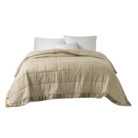 Hypoallergenic Oversized Down Alternative Blanket with Satin Trim, OEKO-TEX Certified, Machine Washable, 108" L x 96" W x 0.25" H, Taupe(m-7)