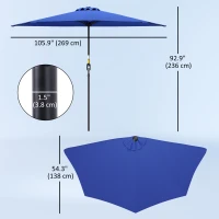 Outsunny 9ft Half Round Umbrella Outdoor Patio Garden Balcony Parasol Window Sun Shade w/ 5 Ribs, Deep Blue(m-3)