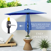 Outsunny 9ft Half Round Umbrella Outdoor Patio Garden Balcony Parasol Window Sun Shade w/ 5 Ribs, Deep Blue(m-4)