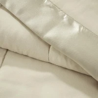 Hypoallergenic Lightweight Down Alternative Blanket with Satin Trim, 3M Scotchgard Treatment, Machine Washable, 90" L x 90" W x 0.25" H, Cream(m-7)