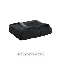Lightweight Down Alternative Blanket with 3M Scotchgard Treatment, Satin Trim, Ideal for Summer, Spring, 108" L x 90" W x 0.25" H, Black(m-3)