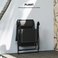 Outsunny Wicker Folding Lounge Chair with Adjustable Backrest, Rattan Recliner Chair with Headrest & Side Table Tray, Black(m-5)