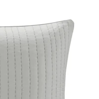 100% Cotton Cover with All-Over Embroidery, Hidden Zipper Closure, Cotton Quilted Euro Sham for Home Decor, 26" L x 26" W x 0.25" H, Gray(m-8)