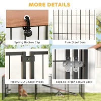 PawHut Outdoor Dog Kennel with Rotating and Adjustable Height Bowls, Waterproof UV-Resistant Cover, 11.3' x 4.7' x 5.1'(m-9)