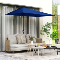 Outsunny 8ft Half Round Umbrella Outdoor Balcony Parasol Patio Garden Outdoor Window Sun Shade w/ 5 Ribs
