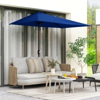 Outsunny 8ft Half Round Umbrella Outdoor Balcony Parasol Patio Garden Outdoor Window Sun Shade w/ 5 Ribs(m-1)