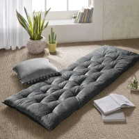 Poly Chenille Lounge Floor Pillow Cushion with 100% Polyester Filling, Tufted Detailing, Self Travel Wrap, 74" L x 27" W x 3" H, Charcoal(m-4)