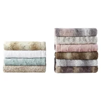 Oversized Faux Fur Throw with Faux Mink Reverse, OEKO-TEX Certified, Luxurious Machine Washable Blanket, 70" L x 60" W x 0.25" H, Tan(m-8)