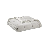 King Size Lightweight Down Alternative Blanket with Satin Trim, Hypoallergenic Polyester, Machine Washable, 108" L x 90" W x 0.25" H, Gray(m-2)