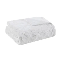 Luxurious Oversized Faux Fur Throw with Solid Mink Reverse, Machine Washable Blanket with Easy Maintenance, 70" L x 60" W x 0.25" H, White(m-2)