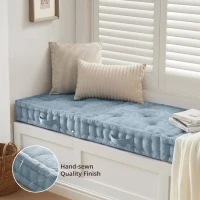 Hypoallergenic Poly Chenille Square Floor Pillow Cushion with Textured Fabric, Tufted Detailing, Scalloped Edge, 24" L x 24" W x 5" H, Aqua(m-4)