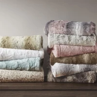 Oversized Faux Fur Throw with Faux Mink Reverse, OEKO-TEX Certified, Luxurious Machine Washable Blanket, 70" L x 60" W x 0.25" H, Tan(m-6)