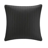 100% Cotton Quilted Euro Sham with Embroidery, Hidden Zipper, Farmhouse Machine Washable Pillowcase, 26" L x 26" W x 0.25" H, Black(m-2)