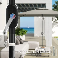 Outsunny Patio Umbrella with 22 LED Solar Lights and Tilt, Light Grey(m-9)