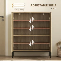 HOMCOM Shoe Storage Cabinet for 15 Pairs, Freestanding Shoe Cabinet with Doors and Adjustable Shelves for Hallway, Oak(m-5)