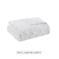 Luxurious Oversized Faux Fur Throw with Solid Mink Reverse, Machine Washable Blanket with Easy Maintenance, 70" L x 60" W x 0.25" H, White(m-3)