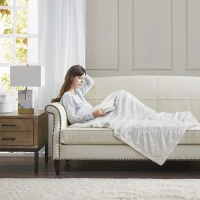 Luxurious Oversized Faux Fur Throw with Solid Mink Reverse, Machine Washable Blanket with Easy Maintenance, 70" L x 60" W x 0.25" H, White(m-5)