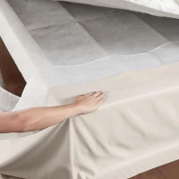 26" Drop Wrap-Around Adjustable Bed Skirt with Non-Skid Backing, Hidden Fabric Band, One Size Fits All, 236" L x 6" W x 0.13" H, Ivory(m-9)