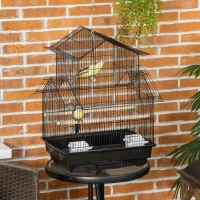 PawHut 25" Bird Cage with Perch, Swing, Food Container, Slide-out Tray, Handle, Parrot Cage for Finches, Canaries, Budgies(m-8)