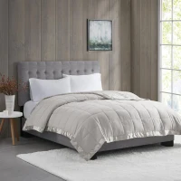 King Size Lightweight Down Alternative Blanket with Satin Trim, Hypoallergenic Polyester, Machine Washable, 108" L x 90" W x 0.25" H, Gray(m-1)