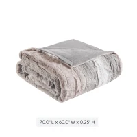 Machine Washable Oversized Faux Fur Throw with OEKO-TEX Certified, Luxurious Blanket with Faux Mink Reverse, 70" L x 60" W x 0.25" H, Gray(m-3)