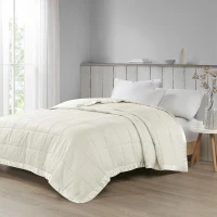 Hypoallergenic Oversized Down Alternative Blanket with Satin Trim, Moisture Management, Ideal for King Size Beds, 108" L x 96" W x 0.25" H, Ivory(m-4)
