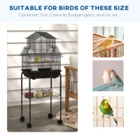 PawHut 48" Bird Cage with Perch, Swing, Food Container, Slide-out Tray, Handle, Parrot Cage for Finches, Canaries, Budgies(m-7)