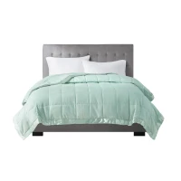 King Size Lightweight Down Alternative Blanket with Satin Trim, OEKO-TEX Certified, Machine Washable, 108" L x 90" W x 0.25" H, Seafoam(m-8)