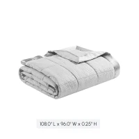 Oversized Hypoallergenic Down Alternative Blanket with Satin Trim, 3M Scotchgard Treatment, Machine Washable, 108" L x 96" W x 0.25" H, Gray(m-3)