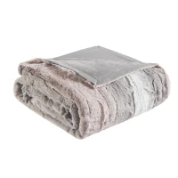 Machine Washable Oversized Faux Fur Throw with OEKO-TEX Certified, Luxurious Blanket with Faux Mink Reverse, 70" L x 60" W x 0.25" H, Gray(m-2)