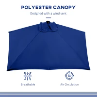 Outsunny 8ft Half Round Umbrella Outdoor Balcony Parasol Patio Garden Outdoor Window Sun Shade w/ 5 Ribs(m-6)