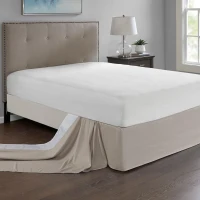 26" Drop Wrap-Around Adjustable Bed Skirt with Non-Skid Backing, Hidden Fabric Band, One Size Fits All, 236" L x 6" W x 0.13" H, Khaki(m-5)