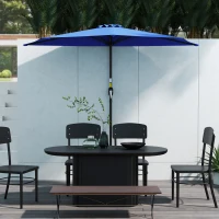 Outsunny 9ft Half Round Umbrella Outdoor Patio Garden Balcony Parasol Window Sun Shade w/ 5 Ribs, Deep Blue(m-9)
