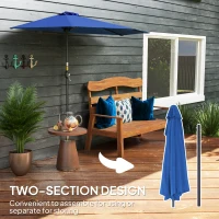 Outsunny 9ft Half Round Umbrella Outdoor Patio Garden Balcony Parasol Window Sun Shade w/ 5 Ribs, Deep Blue(m-7)