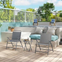 Outsunny 3 Pieces Outdoor Bistro Set, Folding Patio Table and Chairs with Tempered Glass Tabletop for Garden, Deck & Backyard(m-10)