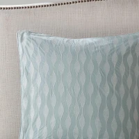 Ocean-Inspired Cotton Euro Sham with Embroidery, OEKO-TEX Certified, Dry Clean Only, Perfect for Bedroom Decor, 26" L x 26" W x 0.13" H, Blue(m-8)