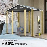 Outsunny 7.7' x 6.5' Outdoor Metal Garden Shed House Hut Gardening Tool Storage with Ventilation, Dark Grey(m-5)