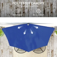 Outsunny 9ft Half Round Umbrella Outdoor Patio Garden Balcony Parasol Window Sun Shade w/ 5 Ribs, Deep Blue(m-6)