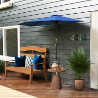 Outsunny 9ft Half Round Umbrella Outdoor Patio Garden Balcony Parasol Window Sun Shade w/ 5 Ribs, Deep Blue(m-10)