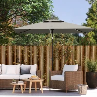 Outsunny Patio Umbrella with 22 LED Solar Lights and Tilt, Light Grey(m-10)