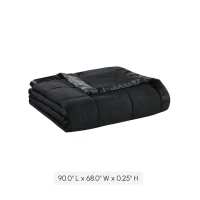 Twin Size Lightweight Down Alternative Blanket with Satin Trim, 3M Scotchgard Treatment, Machine Washable, 90" L x 68" W x 0.25" H, Black(m-3)