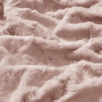 Oversized Faux Fur Throw with Solid Mink Reverse, Machine Washable, Luxuriously Soft Blanket for Bedroom, 70" L x 60" W x 0.25" H, Blush(m-7)