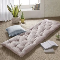 Poly Chenille Floor Pillow Cushion with Tufted Detailing, Travel Wrap, Lightweight Long Lounger for Reading, Relaxing, 74" L x 27" W x 3" H, Blush(m-4)
