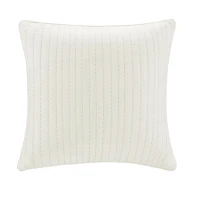 100% Cotton Cover with Embroidery, Hidden Zipper, Cotton Quilted Euro Sham for Living Room, Bedroom, 26" L x 26" W x 0.25" H, White(m-2)