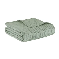Oversized Quilted Throw with Microfiber, Cotton Filling, Scalloped Edges, Machine Washable Blanket for Any Couch, 72" L x 60" W x 0.25" H, Seafoam(m-2)