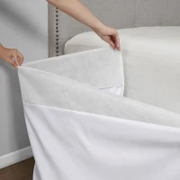 26" Drop Wrap-Around Adjustable Bed Skirt with Non-Skid Backing, Wrinkle-Resistant Design, One Size Fits All, 236" L x 6" W x 0.13" H, White(m-8)