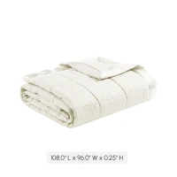 Hypoallergenic Oversized Down Alternative Blanket with Satin Trim, Moisture Management, Ideal for King Size Beds, 108" L x 96" W x 0.25" H, Ivory(m-3)