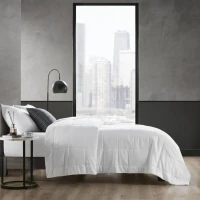 Down Alternative Blanket with Cool Touch, OEKO-TEX Certified, Machine Washable, Designed for Full, Queen Beds, 90" L x 90" W x 0.25" H, White(m-6)